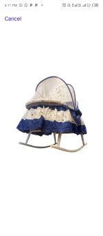 2-in-1 Convertible Baby Rocking Cradle with Mosquito Net Canopy & Space Theme - Image 2