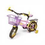 Super Bike 12" Premium Kids Bicycle with Training Wheels – Pink & Yellow Age 3-5 - Image 2