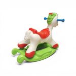 Evergreen 2-in-1 Happy Rocking Pony & Ride-On Toy (Ages 1–3) – White & Green - Image 2