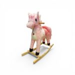 HollyHOME Princess Plush Rocking Horse with Wooden Base & Musical Sound