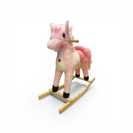 HollyHOME Princess Plush Rocking Horse with Wooden Base & Musical Sound
