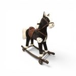 2-in-1 Classic Plush Rocking Horse & Rolling Ride-On with Metal Stirrups