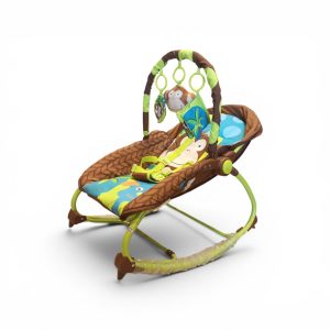 Infant-to-Toddler Convertible Baby Rocker & Bouncer with Overhead Toy Bar & Restraint Harness – Jungle Monkey Theme