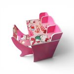Kids Wooden Hello Kitty Study Desk & Chair Set with Storage Shelves & Book Hobb
