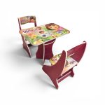 Kids Wooden Dora The Explorer Study Table & 2 Chairs Set – Ergonomic Wooden Activity Desk Set for Toddlers - Image 2