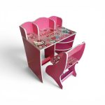 Kids Wooden Hello Kitty Study Desk & Chair Set with Storage Shelves & Book Hobb - Image 2