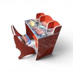 Kids Wooden Disney Cars Study Desk & Chair Set with Storage Hutch & Under-Desk Shelves - Image 3