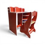 Kids Wooden Disney Cars Study Desk & Chair Set with Storage Hutch & Under-Desk Shelves - Image 2