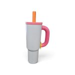 Kids Silicone Straw Insulated Tumbler with Easy-Grip Chubby Handle - Image 3