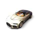 1:24 Bugatti Chiron Diecast Model Supercar (Two-Tone Silver & Blue)
