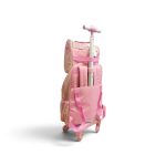 2-in-1 Girls Rose Gold Metallic Quilted Star Trolley School Bag Set with Lunch Bag - Image 2
