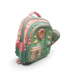 Paris Theme 3D Embossed Kids School Backpack – Mint Green & Pink Daypack with Pencil Case