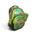 Magic Girl Holographic 3D Kids School Backpack – Neon Green & Grey Daypack with Pencil Case