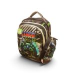 3D Embossed Multi-Character Kids School Backpacks – Sports Car, Dinosaur & Superbike Print Daypack with Matching Side Pouch