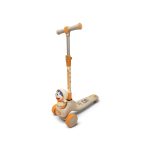 Kids 3-Wheel Character Kick Scooter with Foldable Seat (Orange & Off-White)
