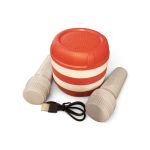Mini Portable Wireless Karaoke Speaker with 2 Mics & Striped Design (GTS-1870)
